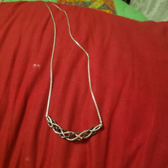 Black and white diamond necklace set in 925 silver - Picture 3 of 3